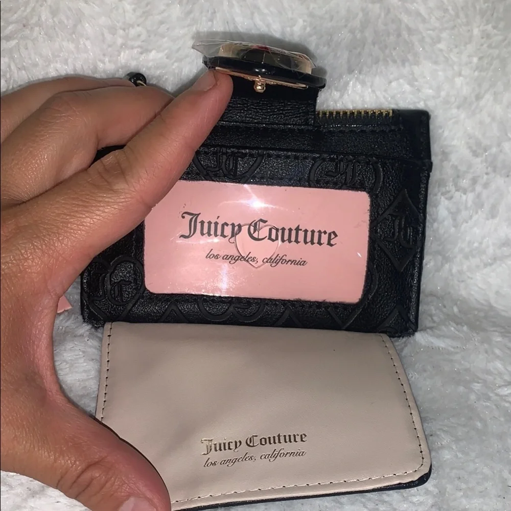 Juicy Couture Black Card Holder with Crystal Heart
